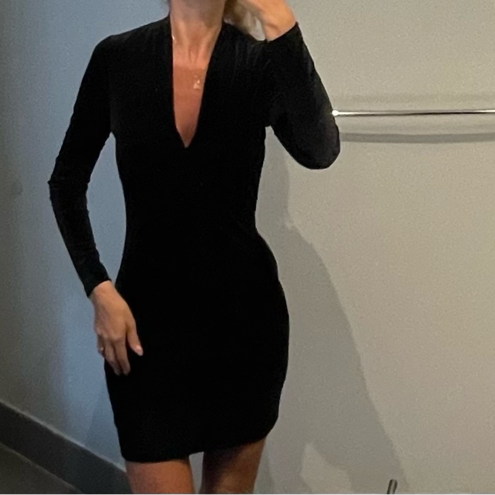 Mango Black Long Sleeve Dress